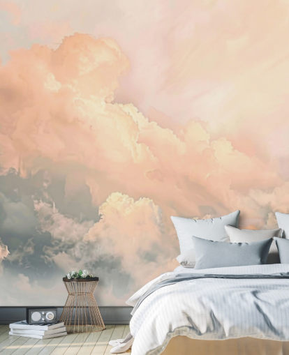 persikkapilven taustakuvamaalaus nimeltä Abstract Peach Clouds makuuhuoneisiin, olohuoneisiin ja kylpyhuoneisiin persikkapilven taustakuvamaalaus nimeltä Abstract Peach Clouds makuuhuoneisiin, olohuoneisiin ja kylpyhuoneisiin
