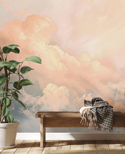 peach cloud behangmuurschildering genaamd Abstract Peach Clouds voor slaapkamers, woonkamers en badkamers peach cloud behangmuurschildering genaamd Abstract Peach Clouds voor slaapkamers, woonkamers en badkamers