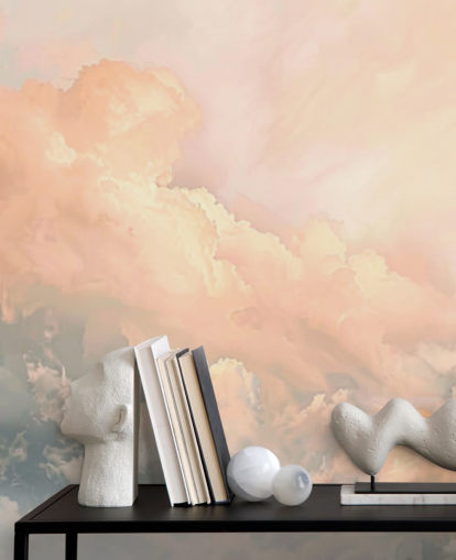 mural de papel de parede de nuvem de pêssego chamado Abstract Peach Clouds para quartos, salas de estar e banheiros mural de papel de parede de nuvem de pêssego chamado Abstract Peach Clouds para quartos, salas de estar e banheiros
