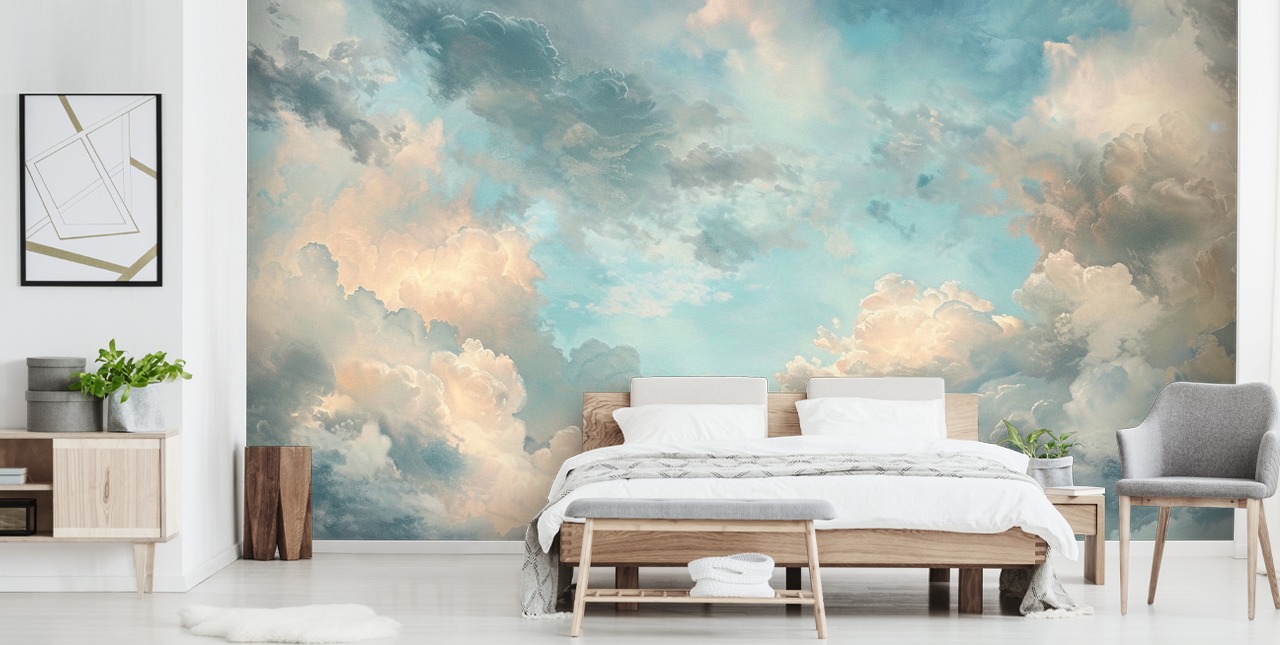 blaue Wolkentapete namens Abstract Sky Blue Clouds für Schlafzimmer, Badezimmer und Wohnzimmer blaue Wolkentapete namens Abstract Sky Blue Clouds für Schlafzimmer, Badezimmer und Wohnzimmer