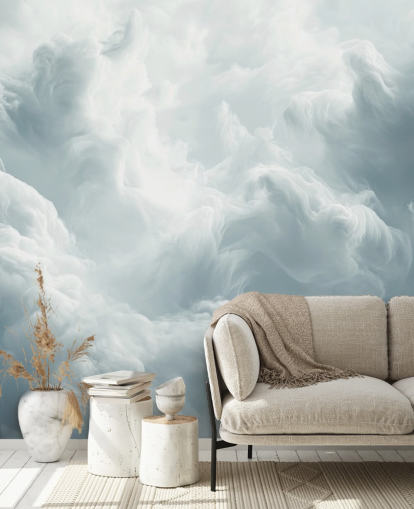 vit moln tapetväggmålning kallad Abstract Gentle Clouds för sovrum, badrum och vardagsrum vit moln tapetväggmålning kallad Abstract Gentle Clouds för sovrum, badrum och vardagsrum