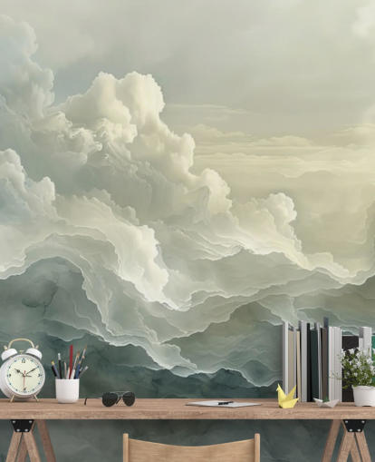 weiße und schwarze Wolkentapete namens Abstract Layered Clouds für Schlafzimmer, Badezimmer und Küchen weiße und schwarze Wolkentapete namens Abstract Layered Clouds für Schlafzimmer, Badezimmer und Küchen