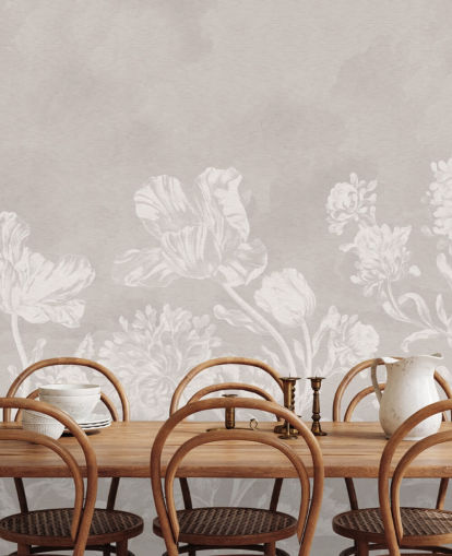 beige floral wallpaper mural called Beige Moody Florals by Bloomery Decor for bedrooms, living rooms and dining rooms beige floral wallpaper mural called Beige Moody Florals by Bloomery Decor for bedrooms, living rooms and dining rooms