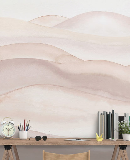 fersken akvarel tapetmaleri kaldet Peach Ombre Watercolor Landscape af Bloomery Decor til badeværelser, soveværelser og gange fersken akvarel tapetmaleri kaldet Peach Ombre Watercolor Landscape af Bloomery Decor til badeværelser, soveværelser og gange