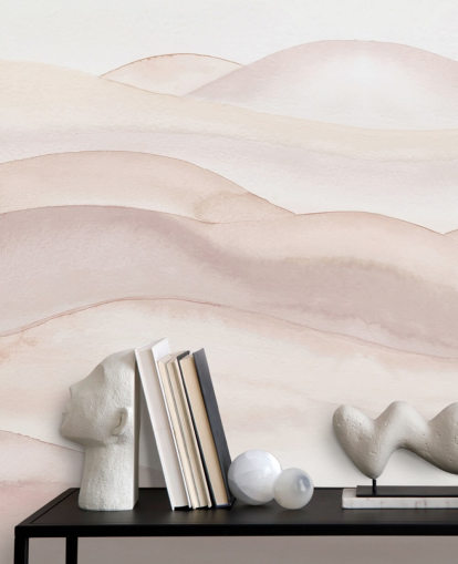 peach watercolour wallpaper mural called Peach Ombre Watercolour Landscape by Bloomery Decor for bathrooms, bedrooms and hallways peach watercolour wallpaper mural called Peach Ombre Watercolour Landscape by Bloomery Decor for bathrooms, bedrooms and hallways