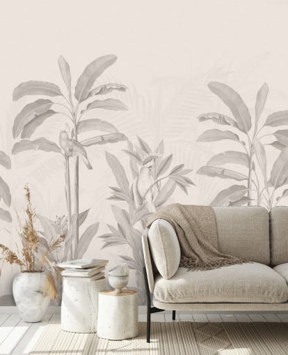 sepia jungel veggmaleri kalt Vintage Tropical Jungle av Bloomery Decor for ganger, bad og spiserom sepia jungel veggmaleri kalt Vintage Tropical Jungle av Bloomery Decor for ganger, bad og spiserom