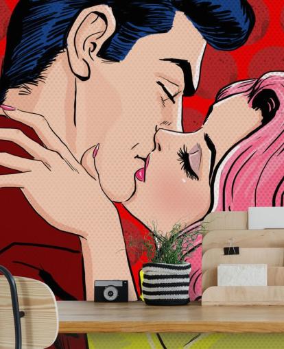 Pop Art of People Kissing Wallpaper Pop Art of People Kissing Wallpaper