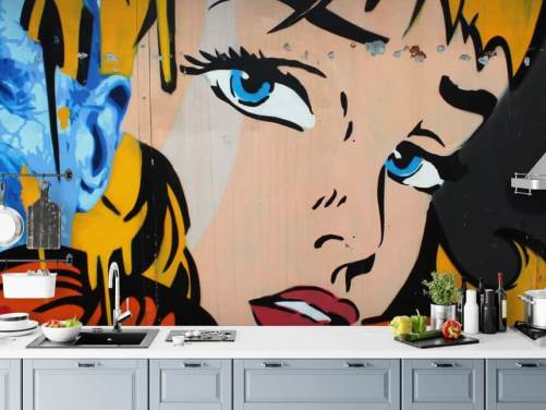 Mädchen-Gesichts-Pop-Art-Tapete