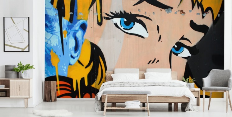 Mädchen-Gesichts-Pop-Art-Tapete
