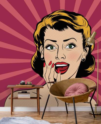 Vector mujer sorprendida en el estilo de cómics de arte pop Vector mujer sorprendida en el estilo de cómics de arte pop