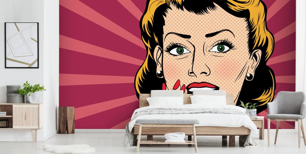 Vector surprise femme dans le style de bandes dessinées pop art