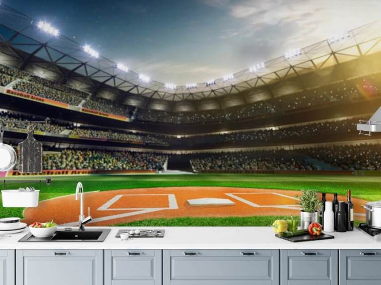 Baseball players in action Wall Mural Wallpaper