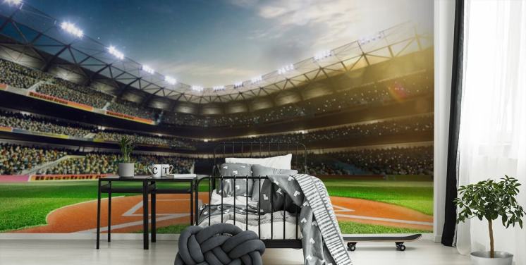 Honkbalstadion's nachts behang