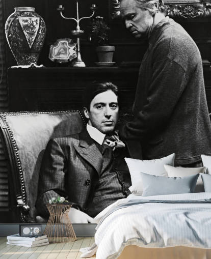 carta da parati murale in bianco e nero con il padrino chiamato Al Pacino e Marlon Brando (Il Padrino) per camere da letto e uffici carta da parati murale in bianco e nero con il padrino chiamato Al Pacino e Marlon Brando (Il Padrino) per camere da letto e uffici