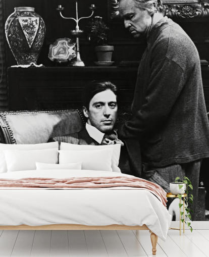 black and white the godfather wallpaper mural called Al Pacino & Marlon Brando (The Godfather) for bedrooms and offices black and white the godfather wallpaper mural called Al Pacino & Marlon Brando (The Godfather) for bedrooms and offices