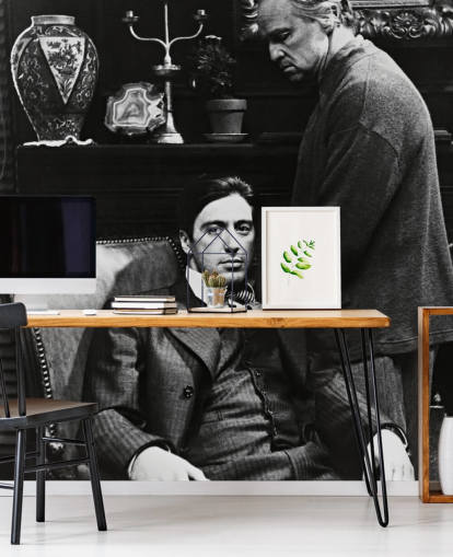 black and white the godfather wallpaper mural called Al Pacino & Marlon Brando (The Godfather) for bedrooms and offices black and white the godfather wallpaper mural called Al Pacino & Marlon Brando (The Godfather) for bedrooms and offices