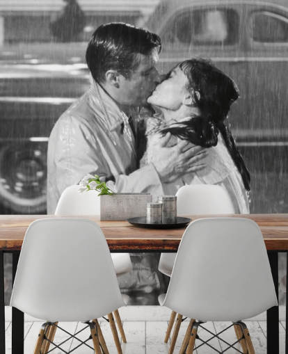 svartvit frukost på Tiffanys väggmålning som heter Audrey Hepburn & George Peppard (Frukost på Tiffany's) svartvit frukost på Tiffanys väggmålning som heter Audrey Hepburn & George Peppard (Frukost på Tiffany's)