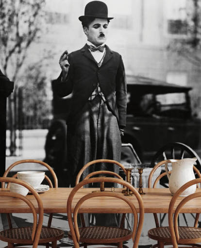 svartvitt Charlie Chaplin (City Lights) II tapetväggmålning för sovrum, vardagsrum och hemmakontor svartvitt Charlie Chaplin (City Lights) II tapetväggmålning för sovrum, vardagsrum och hemmakontor