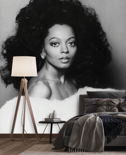 mural de papel de parede diana ross preto e branco para residências e empresas mural de papel de parede diana ross preto e branco para residências e empresas