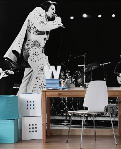 black and white movie wallpaper mural called Elvis Presley (Elvis on Tour) for bedrooms, living rooms and more black and white movie wallpaper mural called Elvis Presley (Elvis on Tour) for bedrooms, living rooms and more