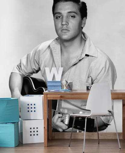 svartvit rock and roll tapet väggmålning som heter Elvis Presley (Kid Galahad) svartvit rock and roll tapet väggmålning som heter Elvis Presley (Kid Galahad)