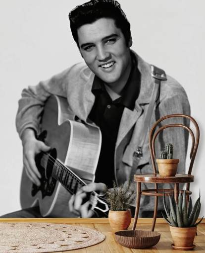 black and white elvis wallpaper mural called Elvis Presley for bedroom, offices and businesses black and white elvis wallpaper mural called Elvis Presley for bedroom, offices and businesses