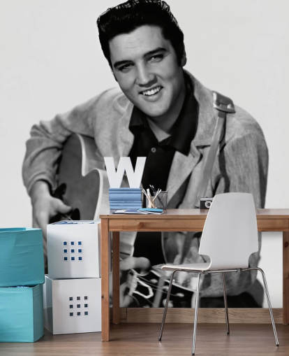 schwarz-weißes Elvis-Tapeten-Wandbild namens Elvis Presley für Schlafzimmer, Büros und Unternehmen schwarz-weißes Elvis-Tapeten-Wandbild namens Elvis Presley für Schlafzimmer, Büros und Unternehmen