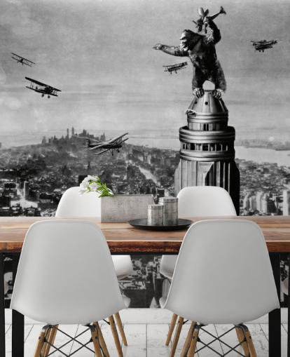 mural de papel pintado de King Kong en blanco y negro llamado King Kong II para dormitorios, negocios y oficinas en casa mural de papel pintado de King Kong en blanco y negro llamado King Kong II para dormitorios, negocios y oficinas en casa