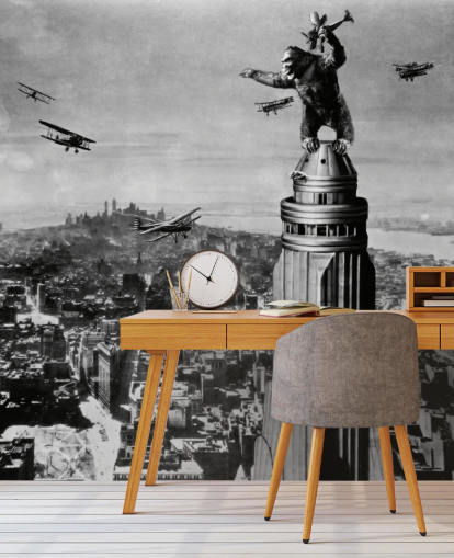 black and white king kong wallpaper mural called King Kong II for bedrooms, businesses and home offices black and white king kong wallpaper mural called King Kong II for bedrooms, businesses and home offices
