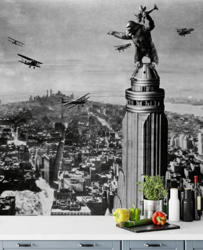 black and white king kong wallpaper mural called King Kong II for bedrooms, businesses and home offices black and white king kong wallpaper mural called King Kong II for bedrooms, businesses and home offices