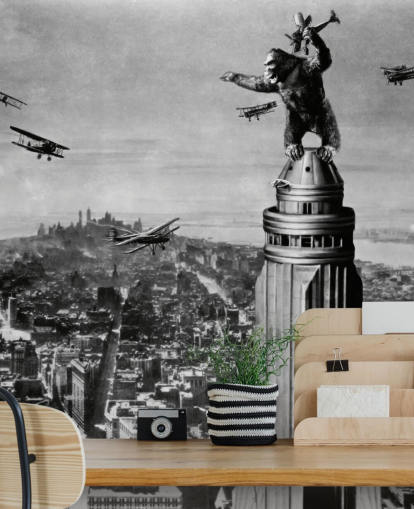 black and white king kong wallpaper mural called King Kong II for bedrooms, businesses and home offices black and white king kong wallpaper mural called King Kong II for bedrooms, businesses and home offices