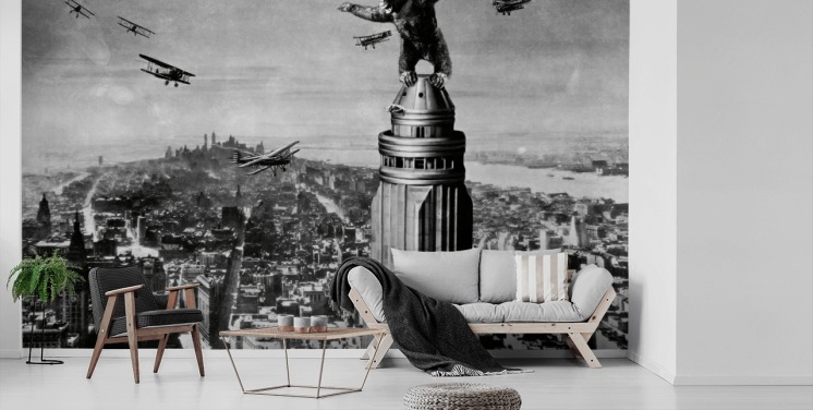 black and white king kong wallpaper mural called King Kong II for bedrooms, businesses and home offices
