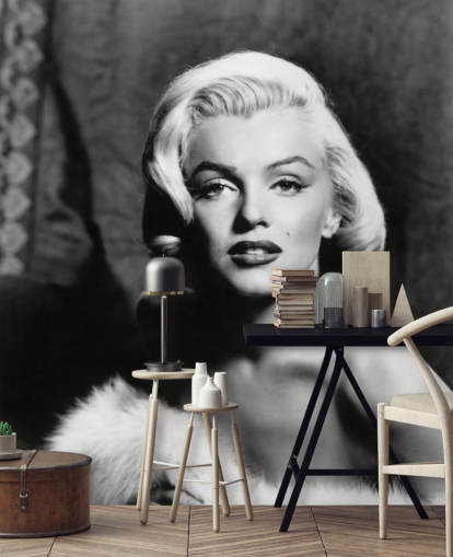 schwarz-weißes klassisches Filmtapeten-Wandbild namens Marilyn Monroe II für Schlafzimmer und Wohnzimmer schwarz-weißes klassisches Filmtapeten-Wandbild namens Marilyn Monroe II für Schlafzimmer und Wohnzimmer