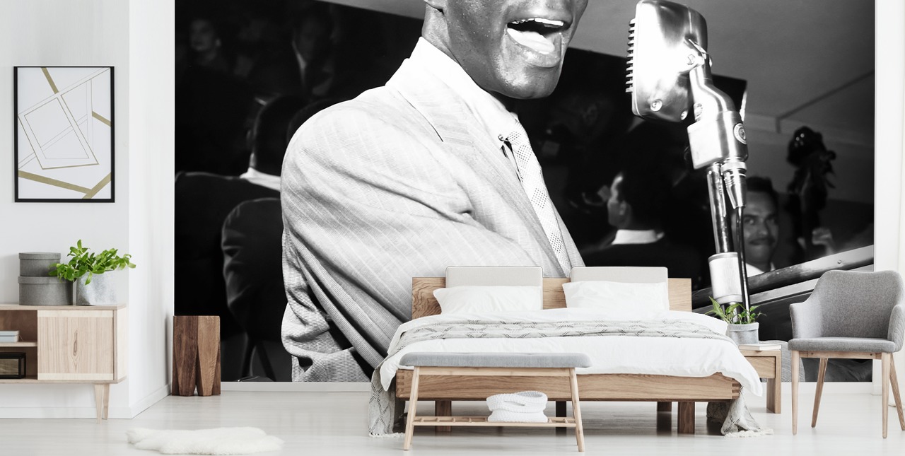 zwart-wit nat king cole behangmuurschildering voor huizen en bedrijven