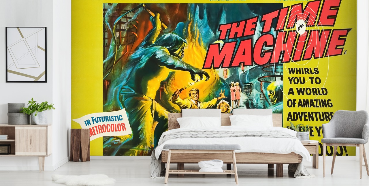 Filmplakat-Wandbild mit dem Titel The Time Machine für Schlafzimmer, Wohnzimmer und Kinoräume