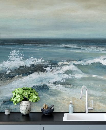 mural de papel de parede azul abstrato oceânico chamado Converging Currents de Carol Robinson mural de papel de parede azul abstrato oceânico chamado Converging Currents de Carol Robinson