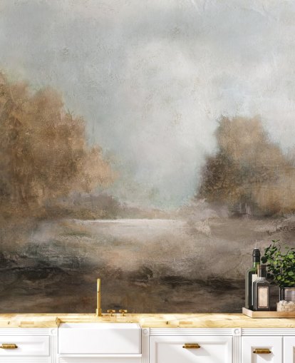 lysebrunt abstrakt tapetmaleri kaldet Creekside Stillness af Carol Robinson lysebrunt abstrakt tapetmaleri kaldet Creekside Stillness af Carol Robinson