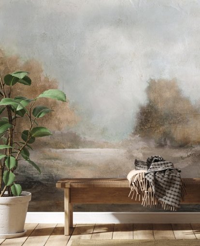 lysebrunt abstrakt tapetmaleri kaldet Creekside Stillness af Carol Robinson lysebrunt abstrakt tapetmaleri kaldet Creekside Stillness af Carol Robinson