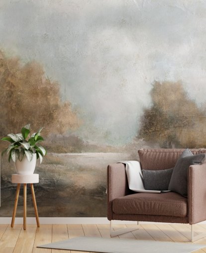 hellbraunes abstraktes Tapeten-Wandbild namens Creekside Stillness von Carol Robinson hellbraunes abstraktes Tapeten-Wandbild namens Creekside Stillness von Carol Robinson