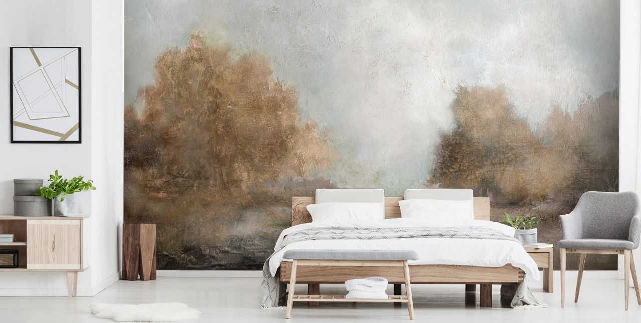 papier peint mural abstrait marron clair appelé Creekside Stillness par Carol Robinson papier peint mural abstrait marron clair appelé Creekside Stillness par Carol Robinson