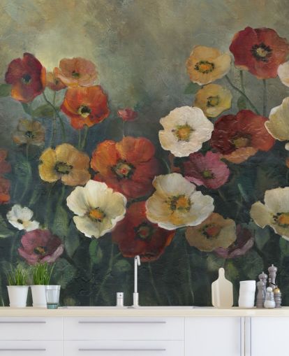 dark poppy wallpaper mural called Poppy Perfection by Carol Robinson for living rooms and bedrooms dark poppy wallpaper mural called Poppy Perfection by Carol Robinson for living rooms and bedrooms