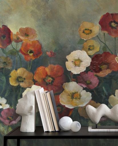 dark poppy wallpaper mural called Poppy Perfection by Carol Robinson for living rooms and bedrooms dark poppy wallpaper mural called Poppy Perfection by Carol Robinson for living rooms and bedrooms