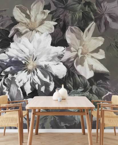 floral wallpaper mural called Clematis by Marina Stupakova for bedrooms and living rooms floral wallpaper mural called Clematis by Marina Stupakova for bedrooms and living rooms