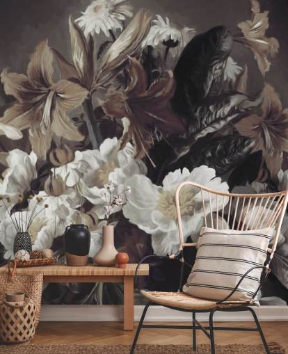 bold floral wallpaper mural called Iris and Gerbers by Marina Stupakova for bedrooms and living rooms bold floral wallpaper mural called Iris and Gerbers by Marina Stupakova for bedrooms and living rooms