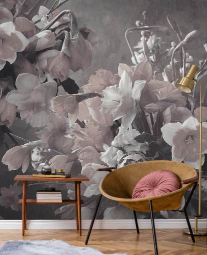 floral wallpaper mural called Narcissus by Marina Stupakova for living rooms and bedrooms floral wallpaper mural called Narcissus by Marina Stupakova for living rooms and bedrooms