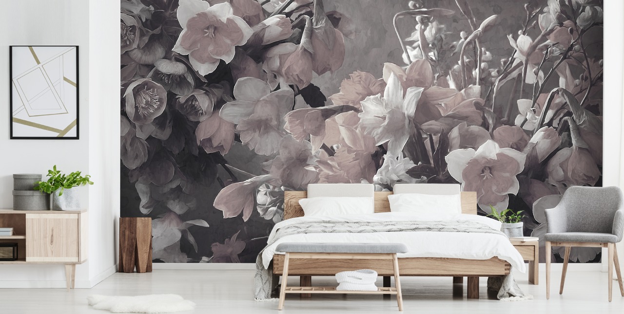 papier peint floral appelé Narcissus de Marina Stupakova pour les salons et les chambres