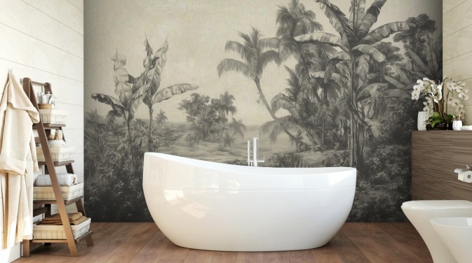 jungle wall mural called Tropic Life by Marina Stupakova for living rooms, dining rooms and bedrooms