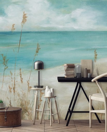 abstrakt havtapet vægmaleri kaldet Seagrass Seascape af Carol Robinson til stuer, soveværelser og badeværelser abstrakt havtapet vægmaleri kaldet Seagrass Seascape af Carol Robinson til stuer, soveværelser og badeværelser