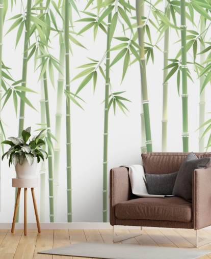 green custom bamboo wallpaper mural called Green and White Bamboo green custom bamboo wallpaper mural called Green and White Bamboo