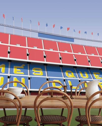 blå og rød tilpassbar barcelona tapetmaleri kalt Camp Nou Football Stadium av Matthew J I Wood blå og rød tilpassbar barcelona tapetmaleri kalt Camp Nou Football Stadium av Matthew J I Wood